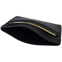 Dakota Genuine Leather Card Holder Black Open